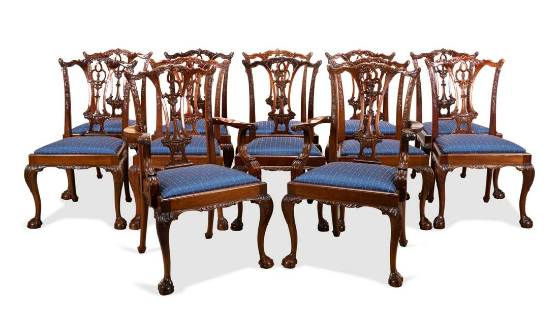 12 CHIPPENDALE STYLE MAHOGANY DINING CHAIRS (1 of 6)