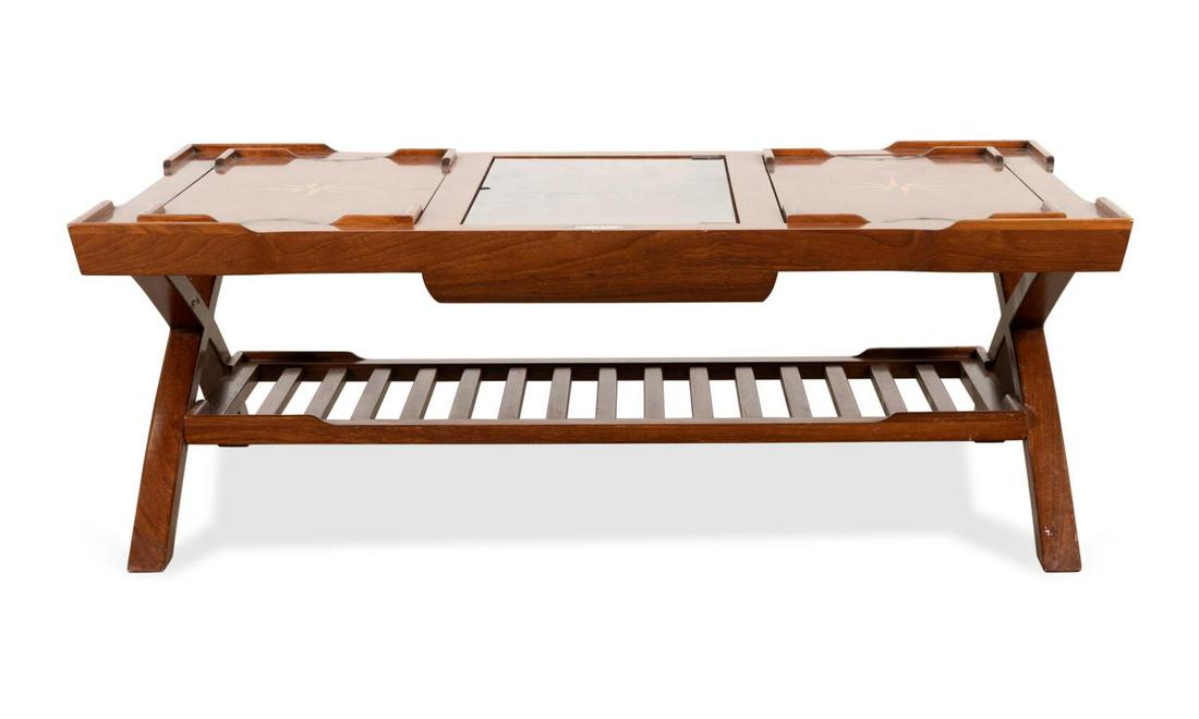 STARBAY CO. STAR INLAID LOW COFFEE TABLE W/ TRAYS (1 of 9)