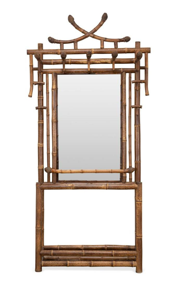 BAMBOO HALL TREE UMBRELLA STAND WITH MIRROR (1 of 4)