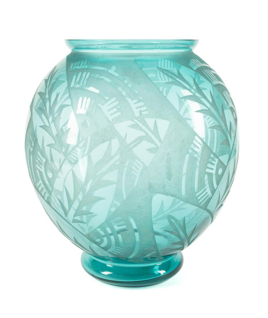ART DECO GLOBULAR TURQUOISE GLASS VASE (1 of 7)