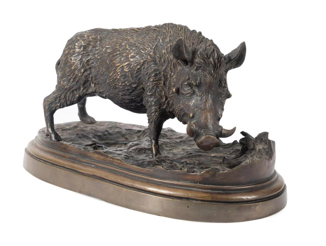 KAMIL, "WILD BOAR", PATINATED BRONZE SCULPTURE (1 of 7)