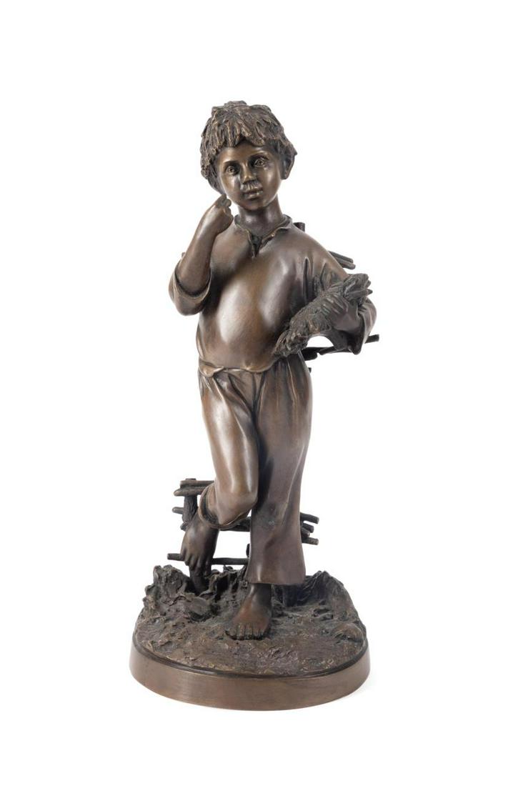 KAMIL, "FARM BOY," PATINATED BRONZE SCULPTURE (1 of 6)