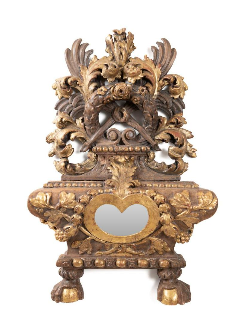 18TH C. ITALIAN BAROQUE GILTWOOD MIRROR RELIQUARY (1 of 7)
