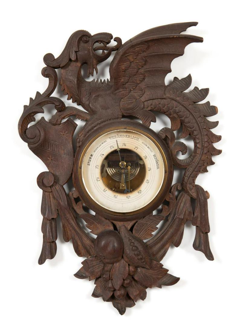 19TH/20TH C. GERMAN BLACK FOREST DRAGON BAROMETER (1 of 7)