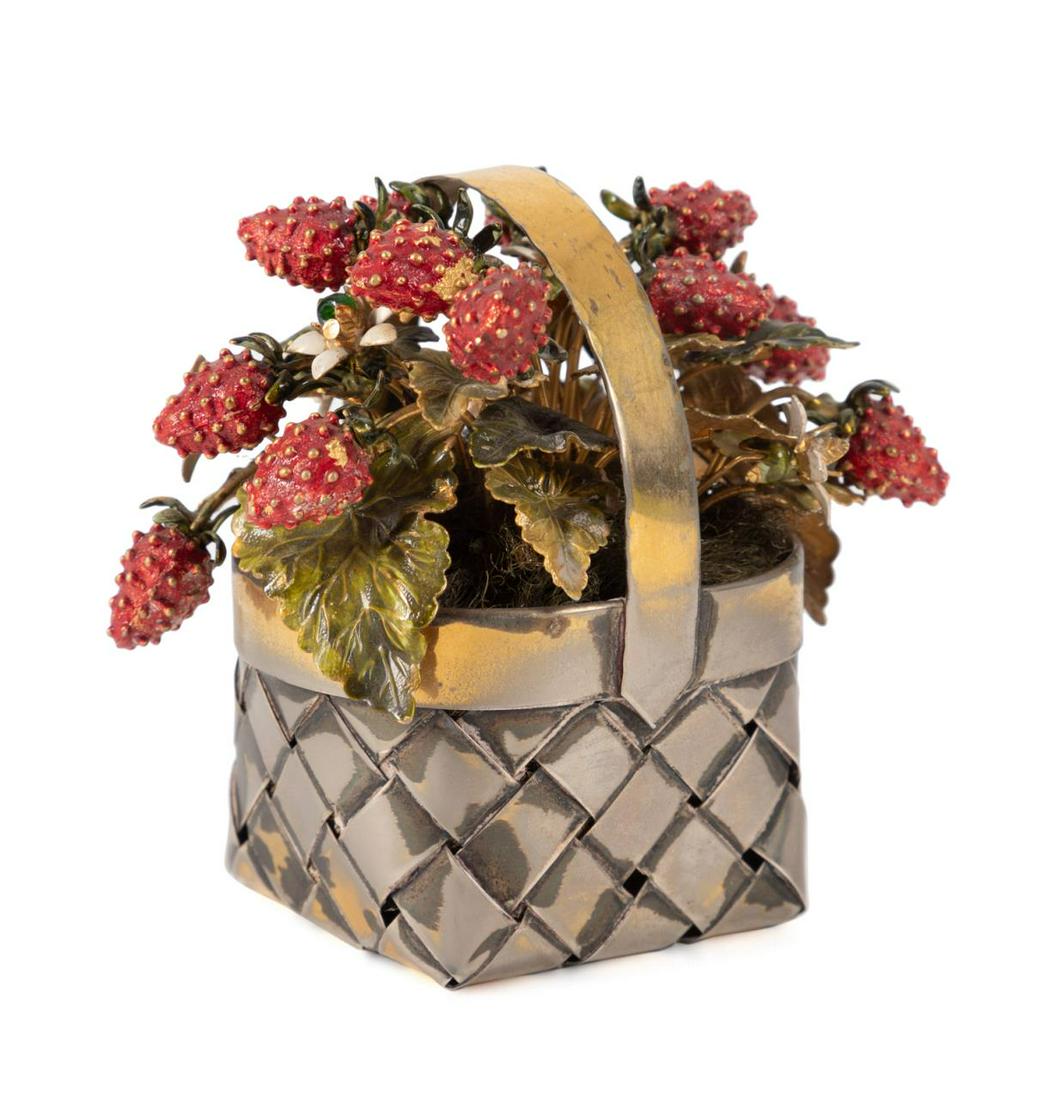 CARTIER VERMEIL AND ENAMEL BASKET OF STRAWBERRIES (1 of 8)