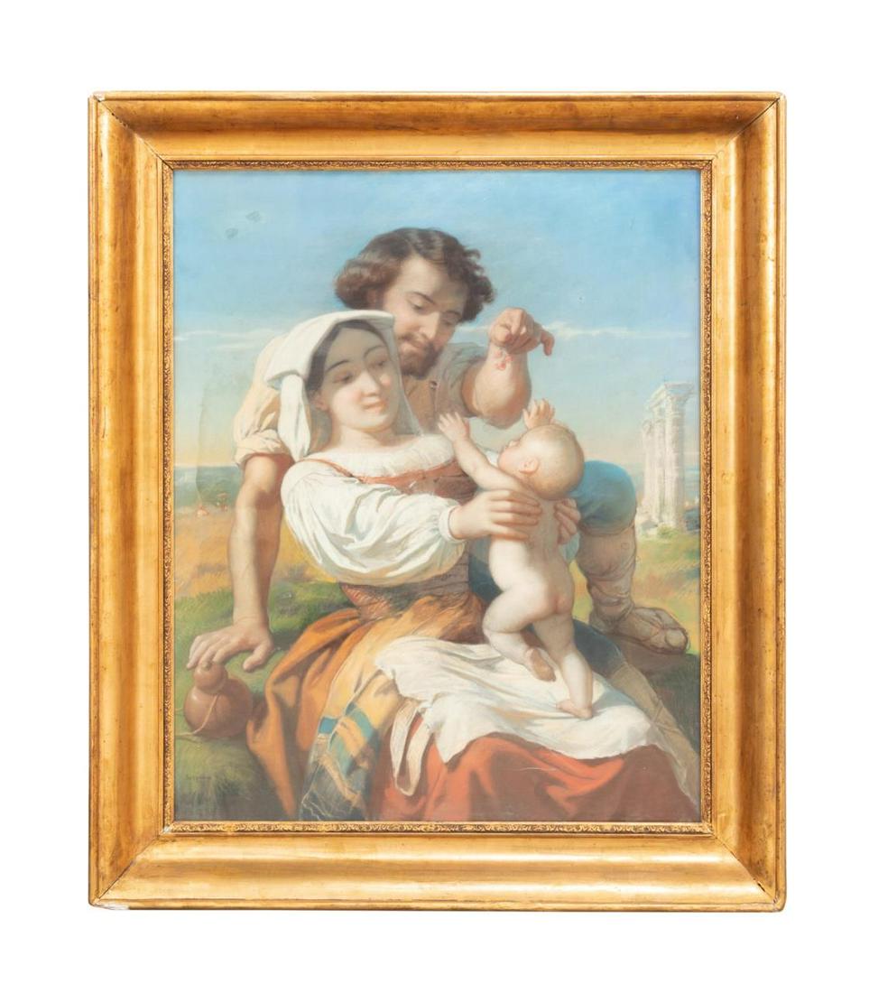 ALEXANDRE JOSQUIN, COUPLE W/ CHILD, PASTEL (1 of 8)