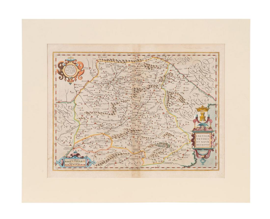 JOOST DE HONDT, HAND COLORED MAP OF CASTILE (1 of 5)