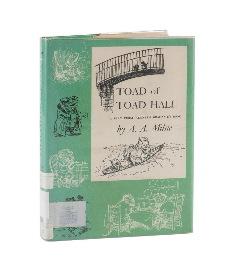 A.A. MILNE, "TOAD OF TOAD HALL", HARDCOVER, 1957: Alan Alexander Milne (English 188 2-1956), "Toad of Toad Hall: A Play From Kenneth Grahame's Book", published by Charles Scribner's Sons, New York, 1957, octavo, green covered boards with black letter