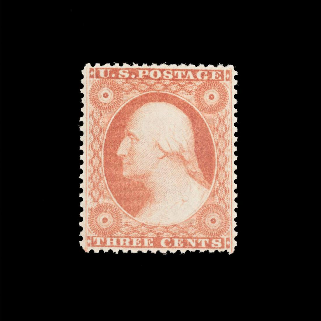 DULL RED US SCOTT #26 TYPE III WASHINGTON 3C STAMP (1 of 2)