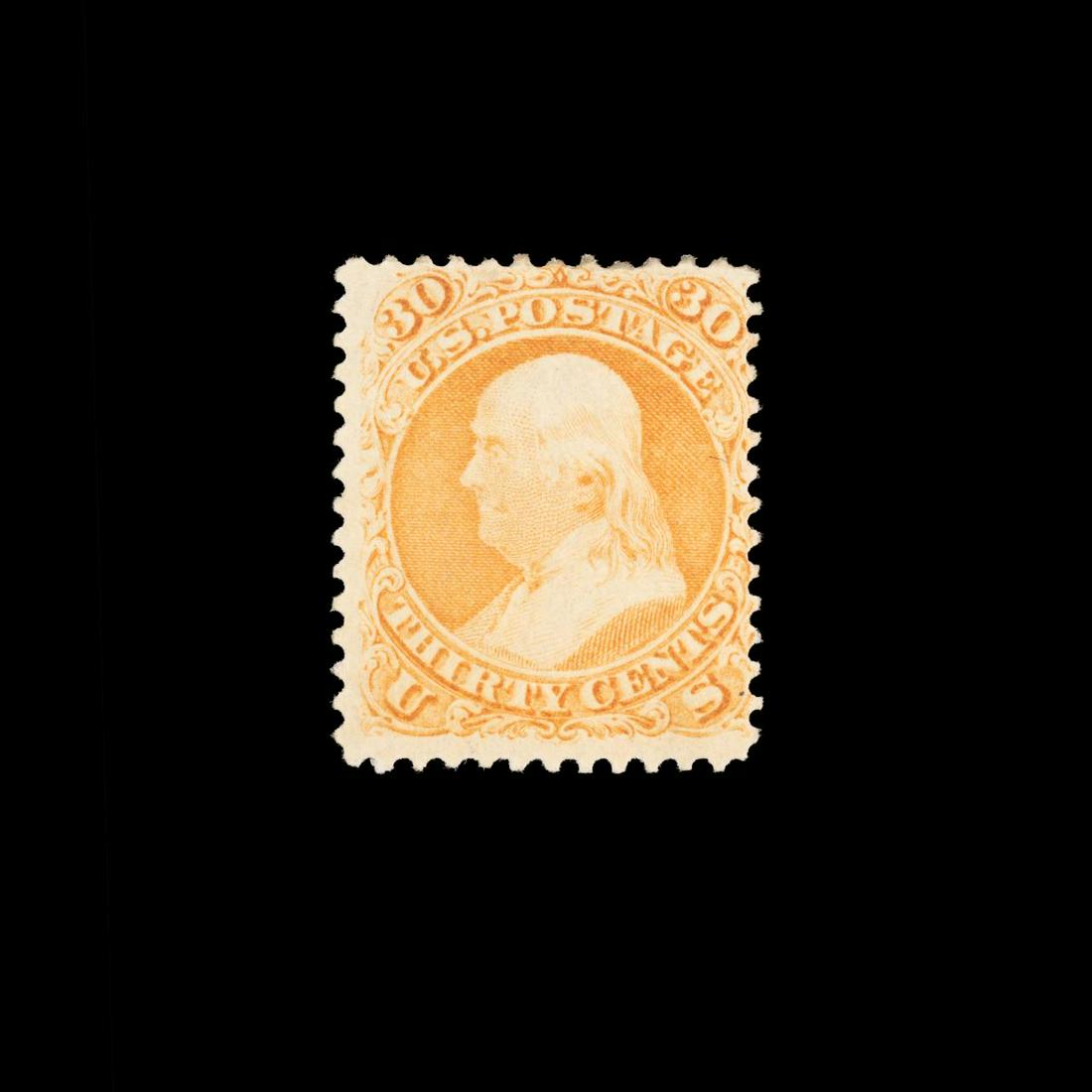 1866 ORANGE 30C US #71 FRANKLIN STAMP (1 of 2)
