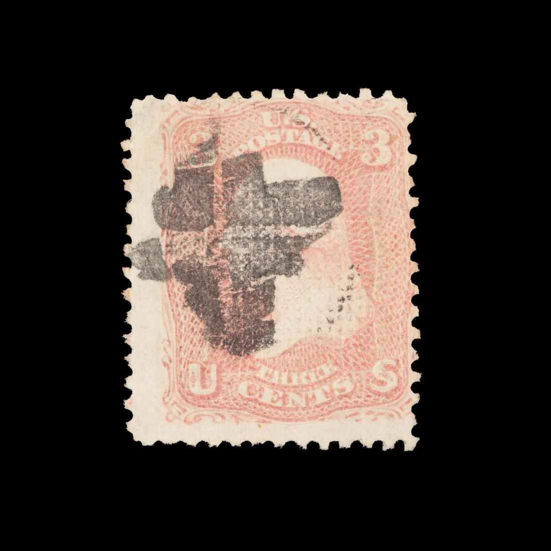 1867 ROSE 3C US #83 WASHINGTON STAMP, USED (1 of 2)