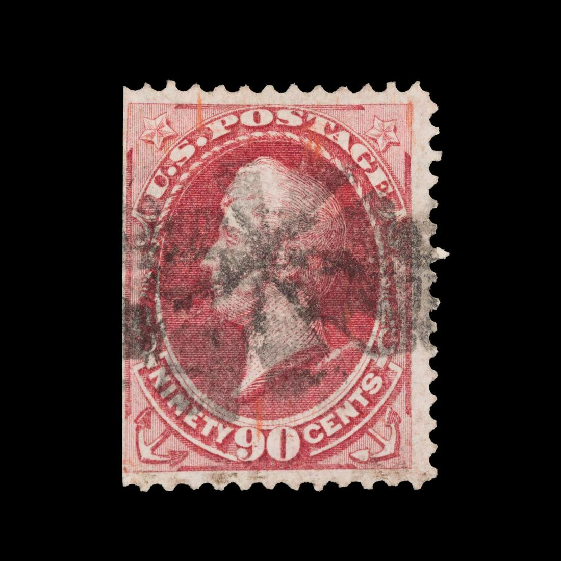 1870 CARMINE US #144 90C STAMP, COMMODORE PERRY (1 of 2)