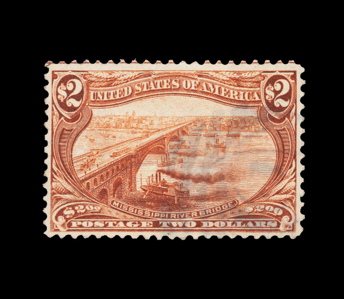 1898 US SCOTT #293 STAMP, MISSISSIPPI RIVER BRIDGE (1 of 2)
