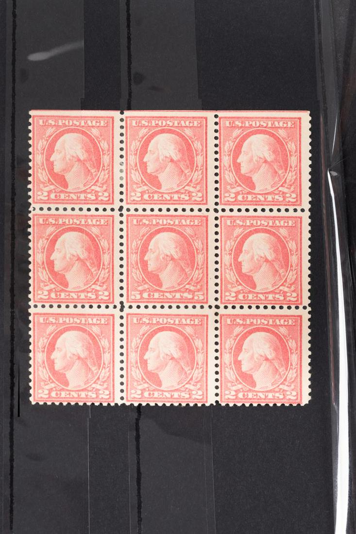 BLOCK OF 9, ROSE US SCOTT #505 STAMPS, W/ ERROR (1 of 2)