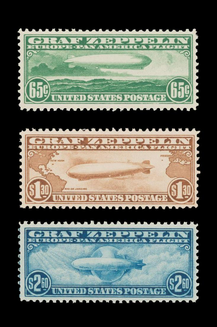 THREE TOTAL, US SCOTT #C13-#C15 STAMPS, GRAF ZEP (1 of 2)