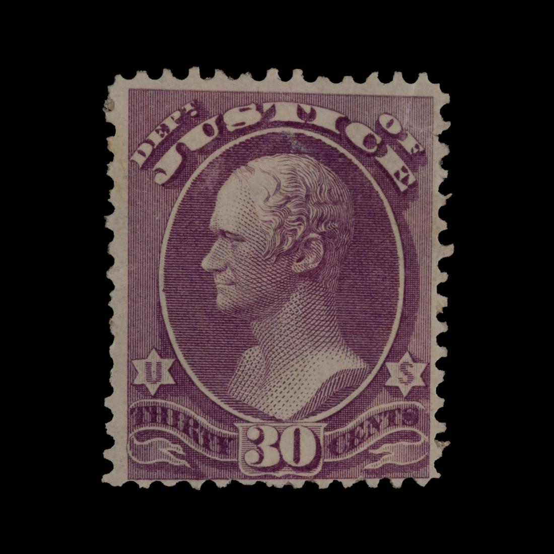 1873 PURPLE US SCOTT #O33 30C SINGLE STAMP (1 of 2)