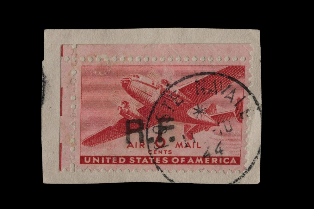 1944 CARMINE US SCOTT #CM2 STAMP ON PIECE, R.F. (1 of 2)