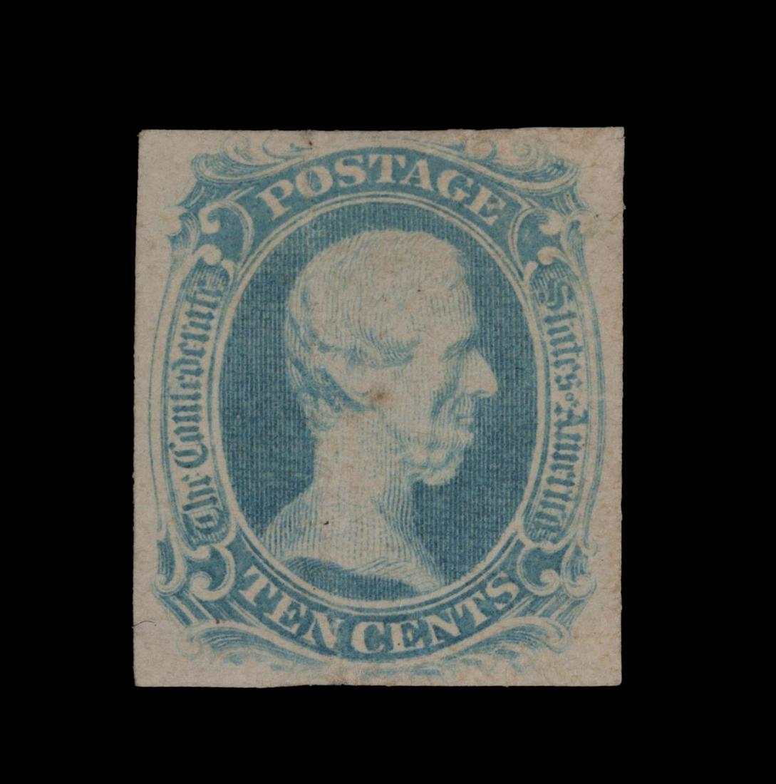 BLUE CONFEDERATE STATES SCOTT #9A DAVIS 10C STAMP (1 of 2)