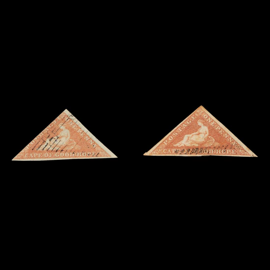 TWO TOTAL, CAPE OF GOOD HOPE SCOTT #1 & #1A STAMPS (1 of 2)