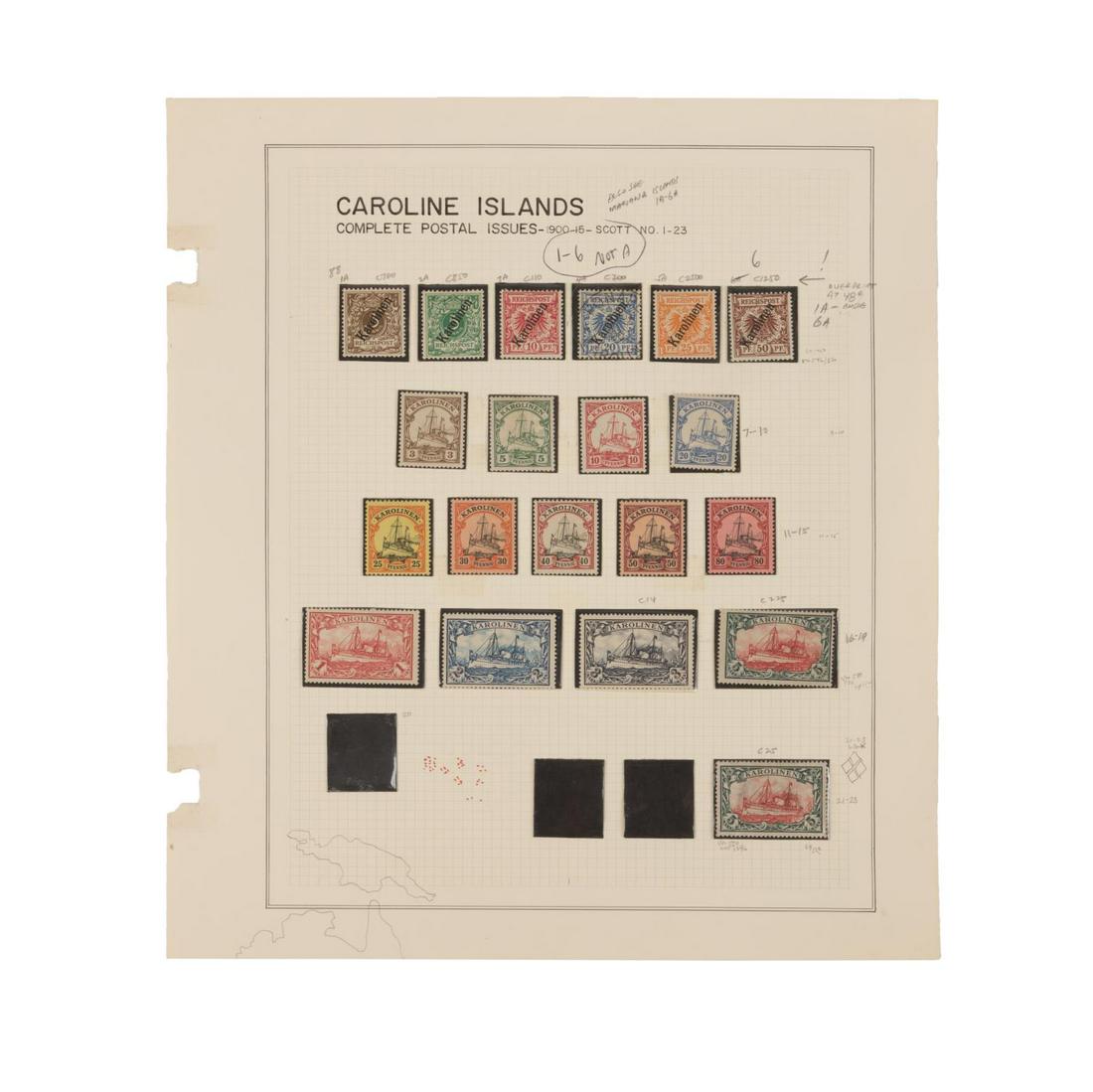 CAROLINE ISLANDS SCOTT #1-#19 & #23 STAMPS (1 of 2)