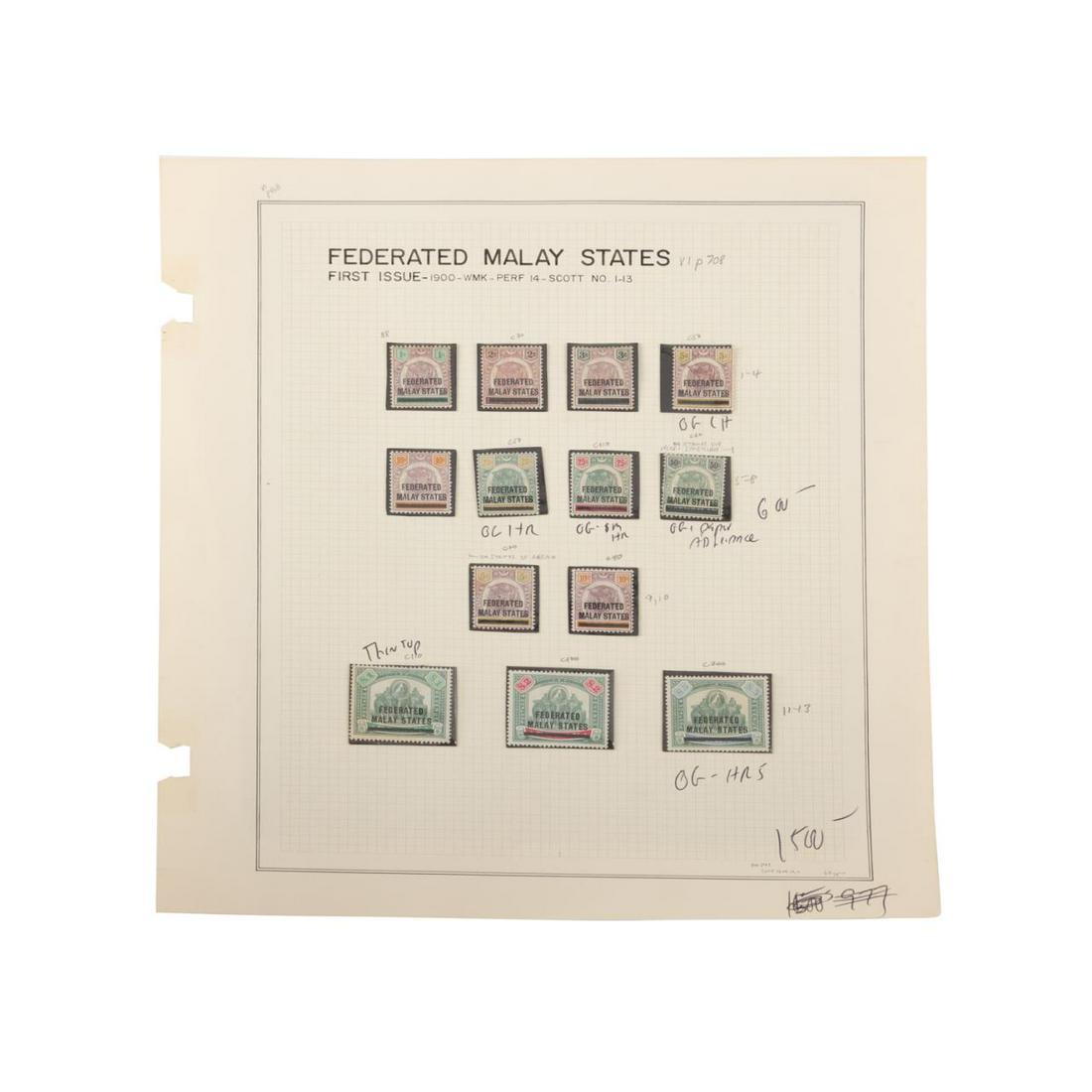 FEDERATED MALAY STATES SCOTT #1-#13 STAMPS (1 of 2)