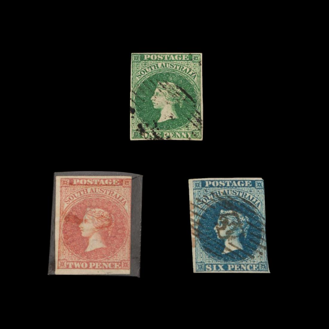 3PCS, SOUTH AUSTRALIA SCOTT #1-#3 STAMPS (1 of 2)