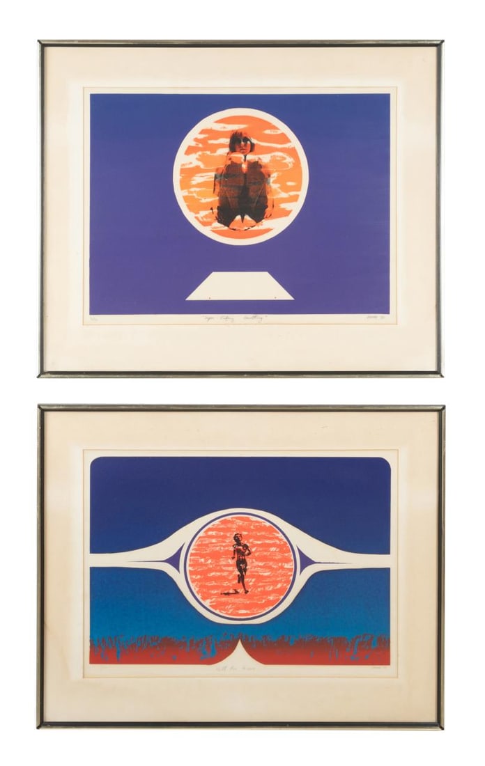 TWO ENGLISH SCHOOL MID CENTURY MODERN LITHOS (1 of 13)
