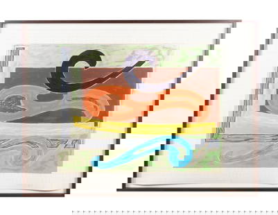 FRANK STELLA 'ESKIMO CURLEW' LITHOGRAPH, 1977: Frank Stella (American b. 1936), 'Eskimo Curlew' from the Exotic Bird Series, 1977, color lithograph on paper depicting abstract shapes, pencil signed and numbered PPI to lower right, framed. Provenan