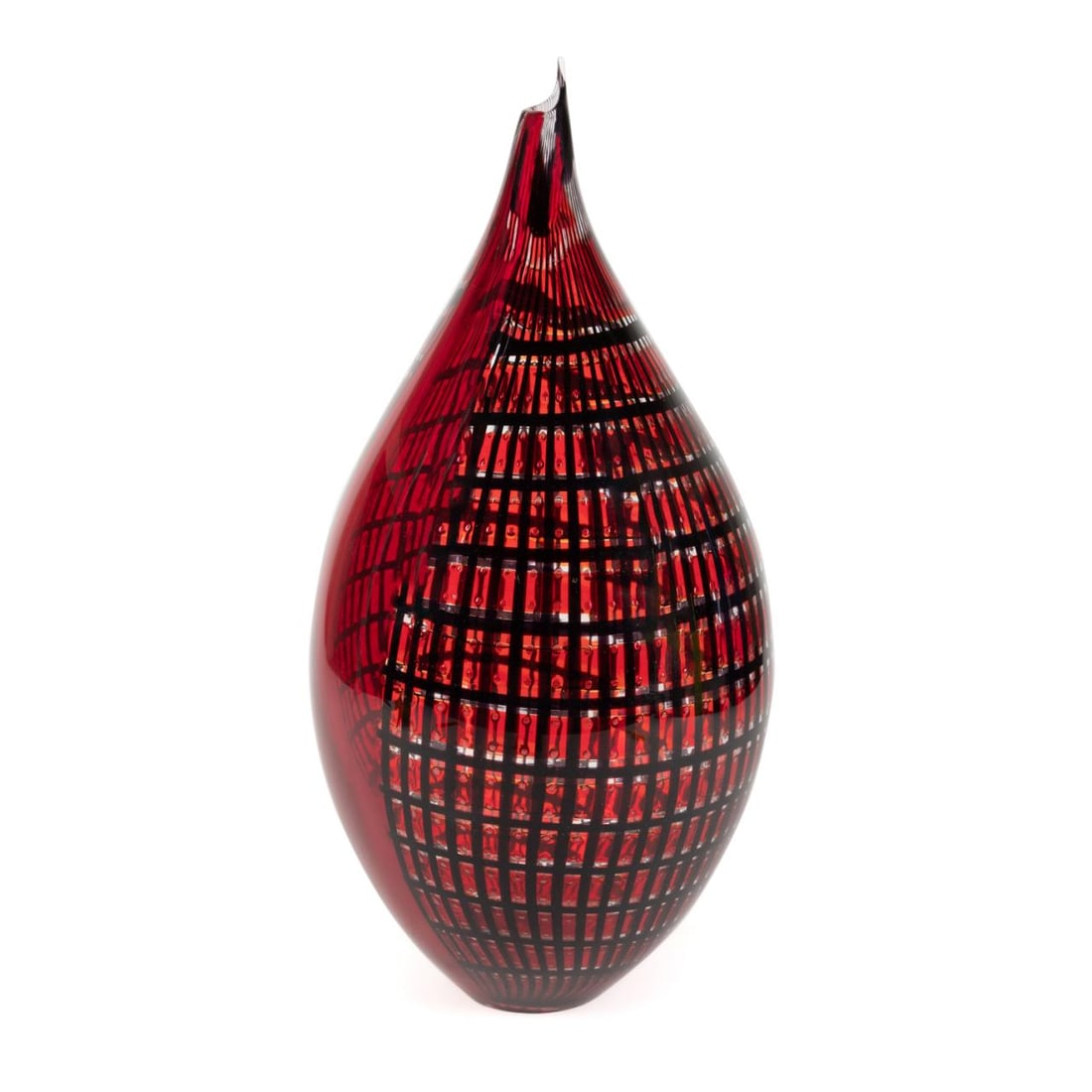 MASSIMILIANO SCHIAVON, RED & BLACK TEAR DROP VASE (1 of 7)