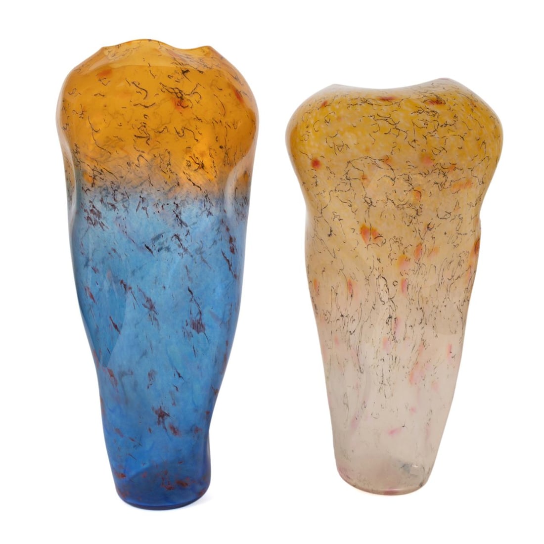 TWO CURTIS BROCK ART GLASS VASES, SIGNED (1 of 13)