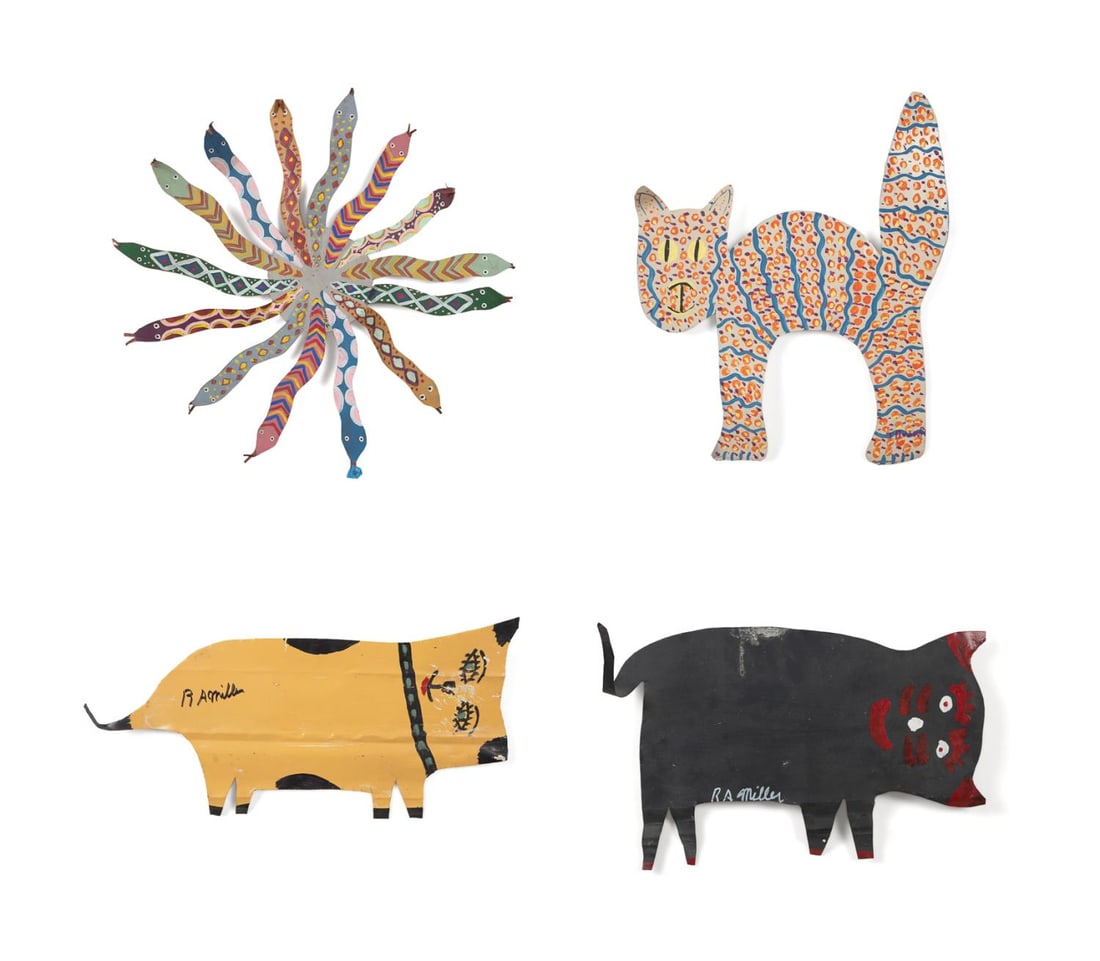 4 CUT OUT FOLK ART ANIMALS, T. BROWN & RA MILLER (1 of 14)