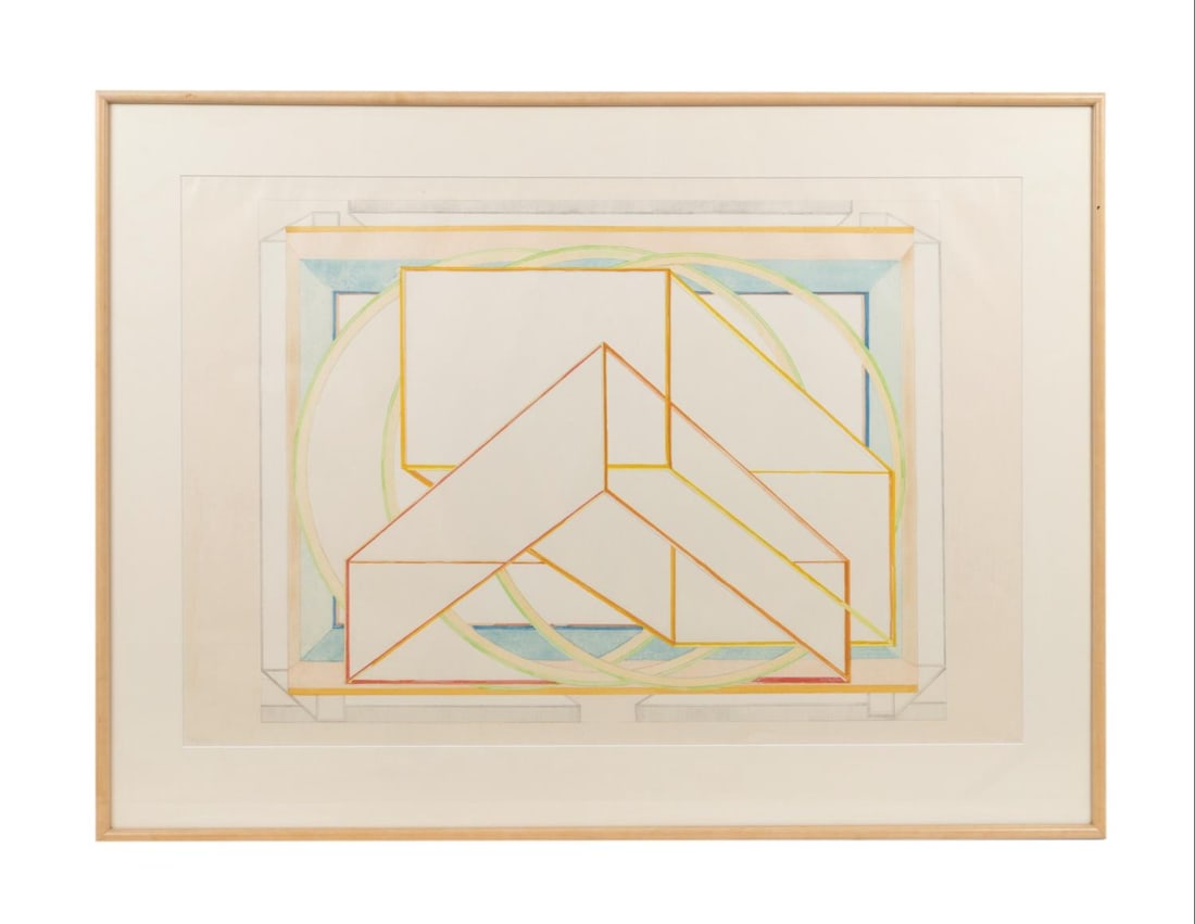 AL HELD, 'KYOTO-WA', GEOMETRIC WOODCUT 1987: Al Held (American 1928ñ2005), "Geometric Abstract", 1987, color woodcut on echizen kozo paper, pencil signed en verso to lower right, numbered 67/100 en verso and Crown Point Press blind stamp to