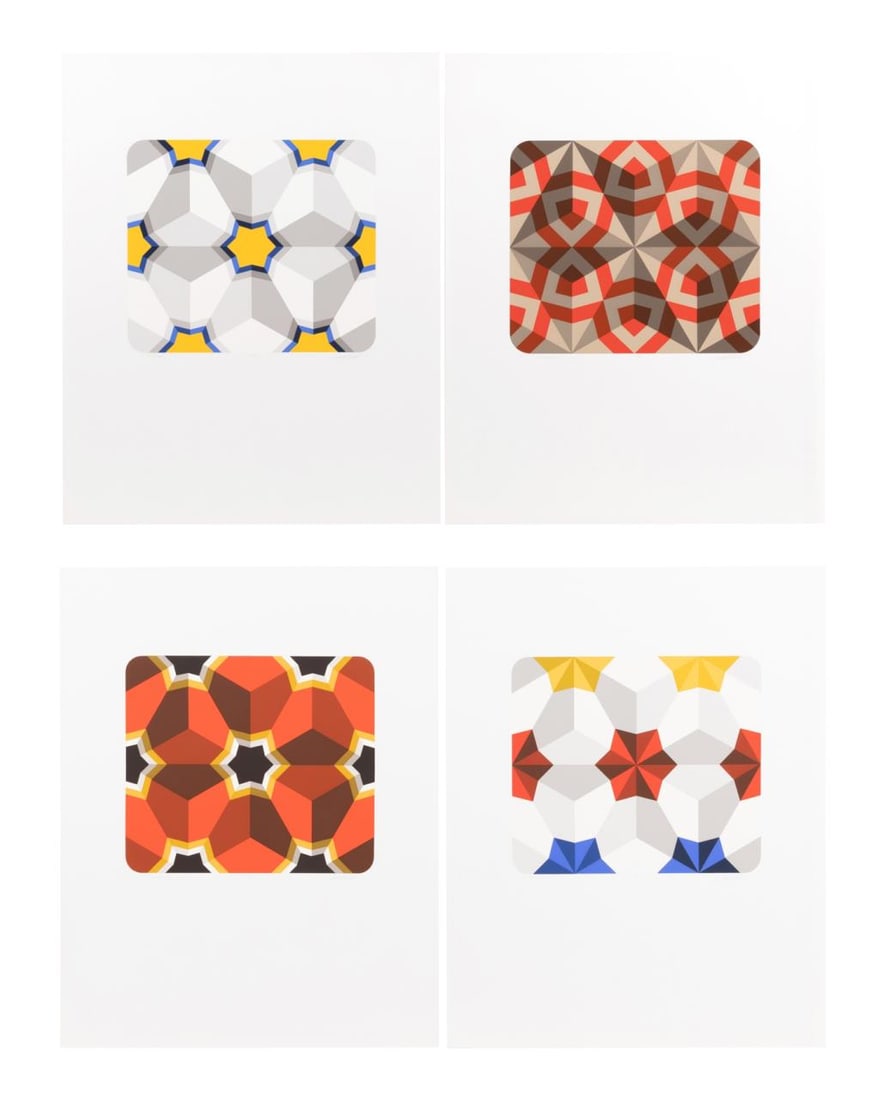 4 SPALATIN 'HEXAGON' 2, 3, 4 & 5 UNFRAMED PRINTS: Marko Spalatin (American b. 1945), four op art color serigraphs comprising, 'Hexagon II, III, IV, and V , all pencil signed to lower right, numbered 68/80 and AP (V) to center, and titled to lower lef