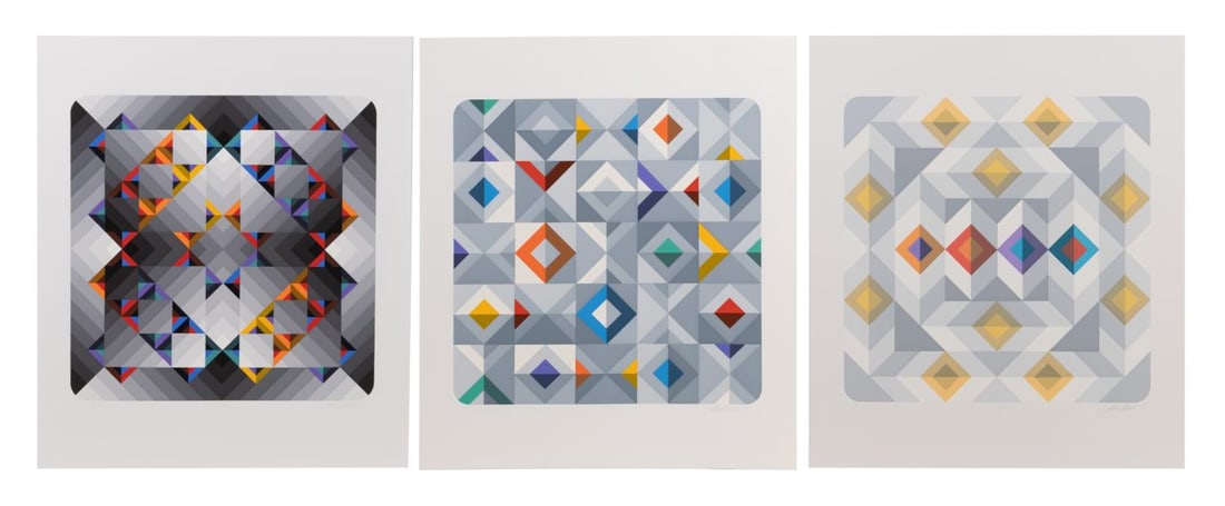 3 MARKO SPALATIN VARIOUS OP ART UNFRAMED PRINTS (1 of 17)