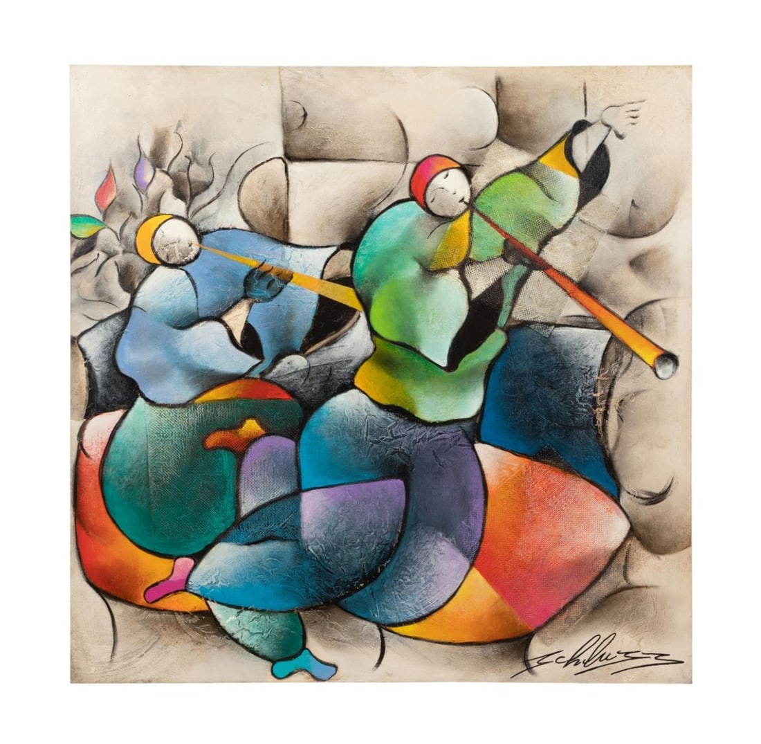 DAVID SCHLUSS, 'JOY OF SPRING' FIGURAL O/C (1 of 5)