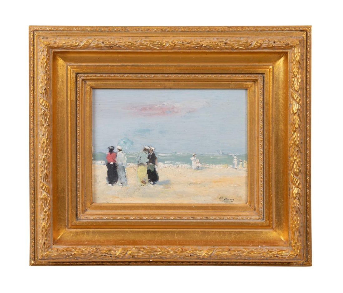 BART LEROY BEACH SCENE, OIL/WOOD (1 of 4)