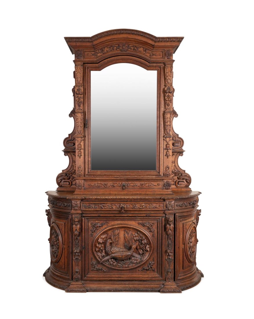 19TH C. RENAISSANCE REVIVAL OAK BUFFET AND MIRROR (1 of 8)