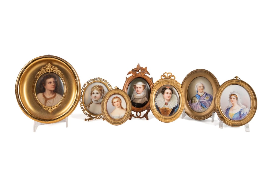 SEVEN CONTINENTAL PORCELAIN PORTRAIT MINIATURES (1 of 7)