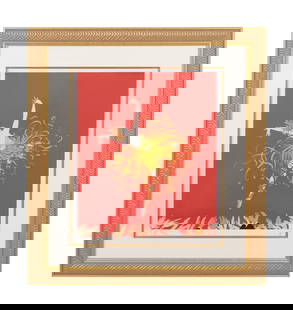ERTE 'APPLAUSE' ON RED BACKGROUND, SERIGRAPH: Romain de Tirtoff Erte (Russian / French 1892-1990), 'Applause', serigraph on paper depicting a figure dancing against a red background with clapping hands at lower edge, pencil signed to lower right