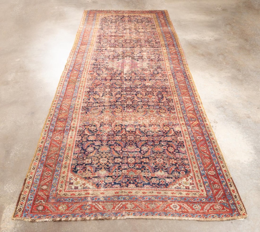 ANTIQUE HAND KNOTTED WOOL FEREGHAN RUG 17 X 7 (1 of 10)