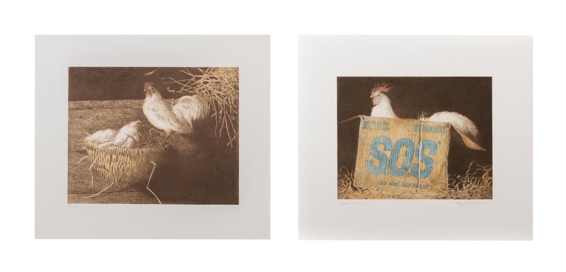TWO JAMIE WYETH PRINTER PROOF COLOR ETCHINGS (1 of 12)