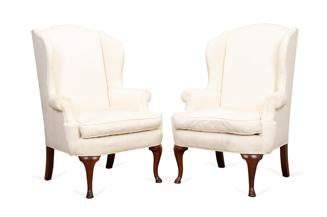 PAIR AMERICAN QUEEN ANNE WINGBACK CHAIRS (1 of 9)