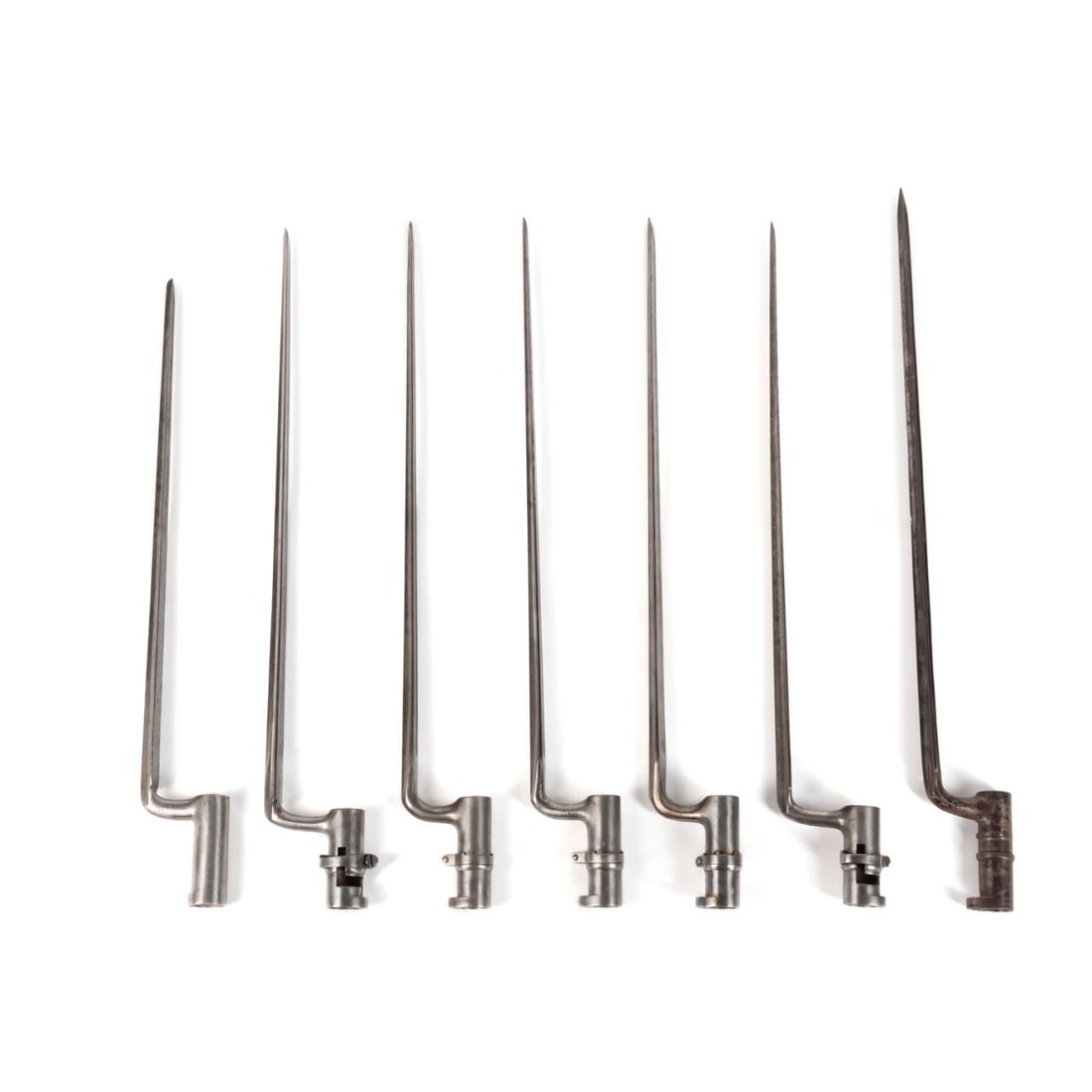 SEVEN CIVIL WAR ERA SOCKET BAYONETS: Seven Civil War era socket bayonets, six marked U.S., the last is an Austrian M1854 bayonet used with the Lorenz rifle which was imported in large numbers by both sides during the US Civil War. Proven