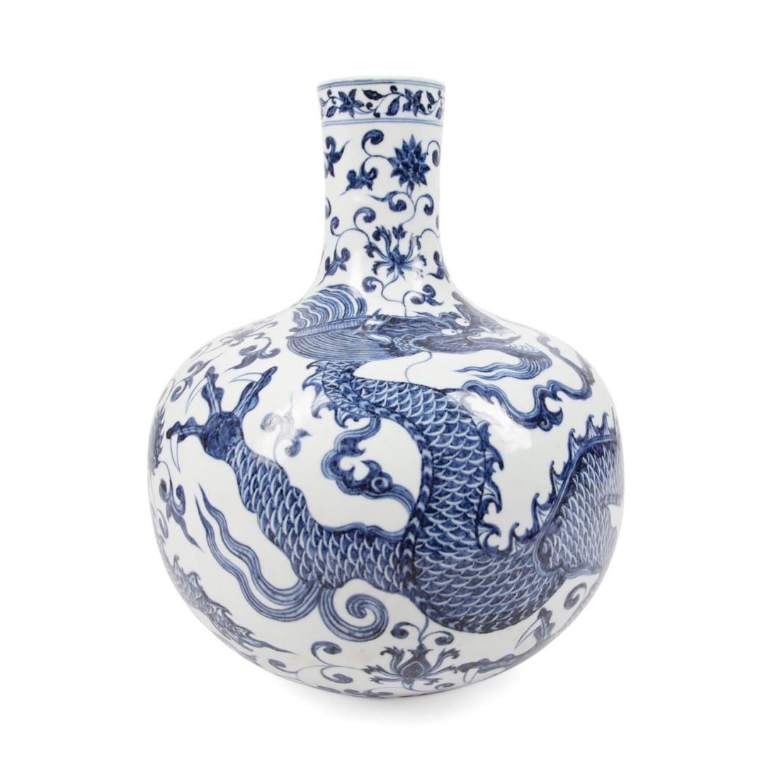 CHINESE BLUE & WHITE TIANQIUPING DRAGON VASE (1 of 9)