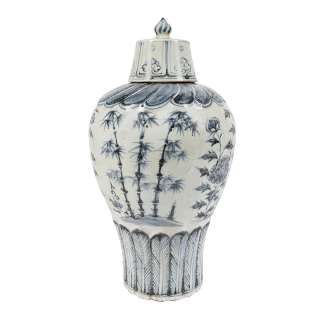 CHINESE BLUE & WHITE MEIPING VASE W /LID (1 of 9)