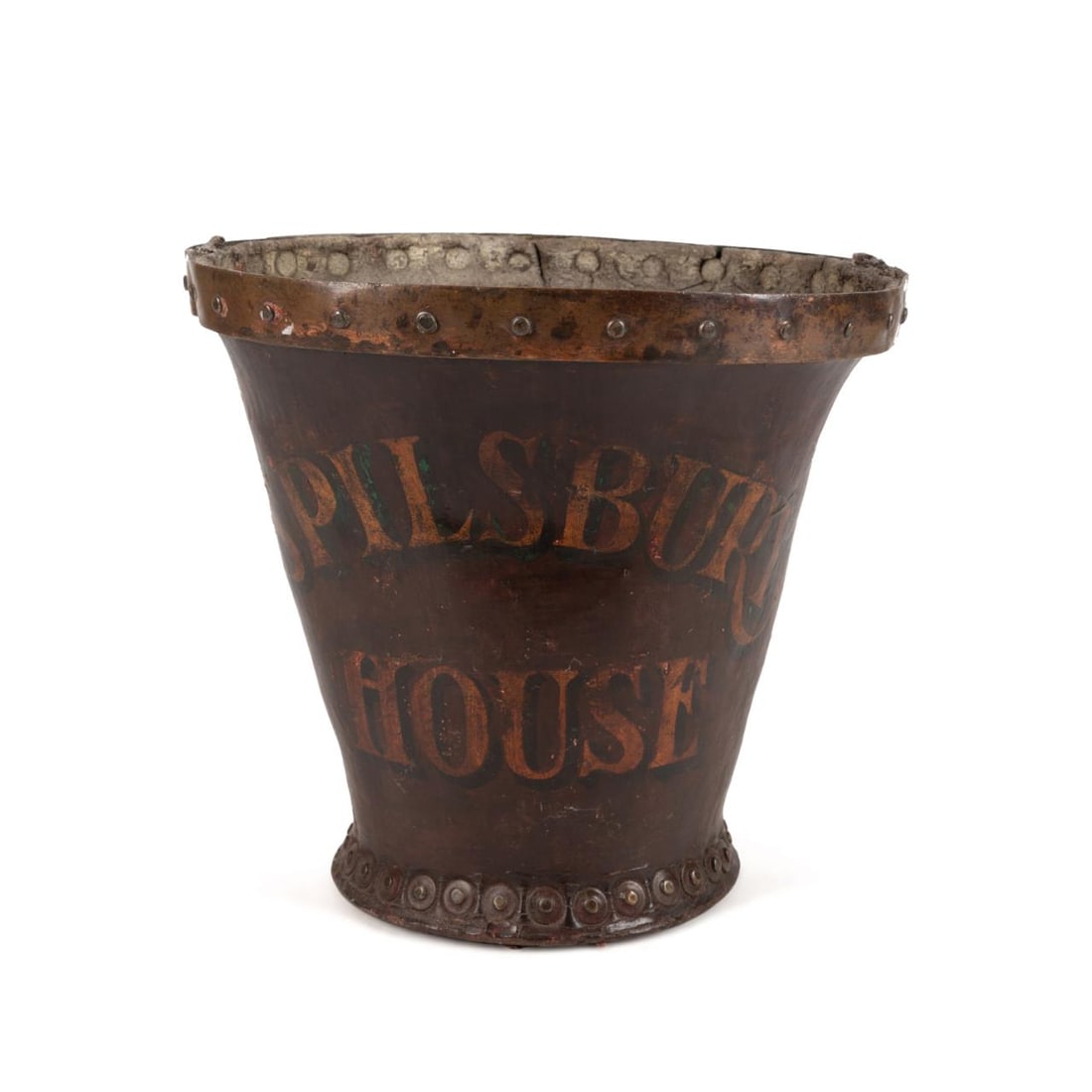 19TH C. LEATHER SPILSBURY HOUSE FIRE BUCKET (1 of 6)
