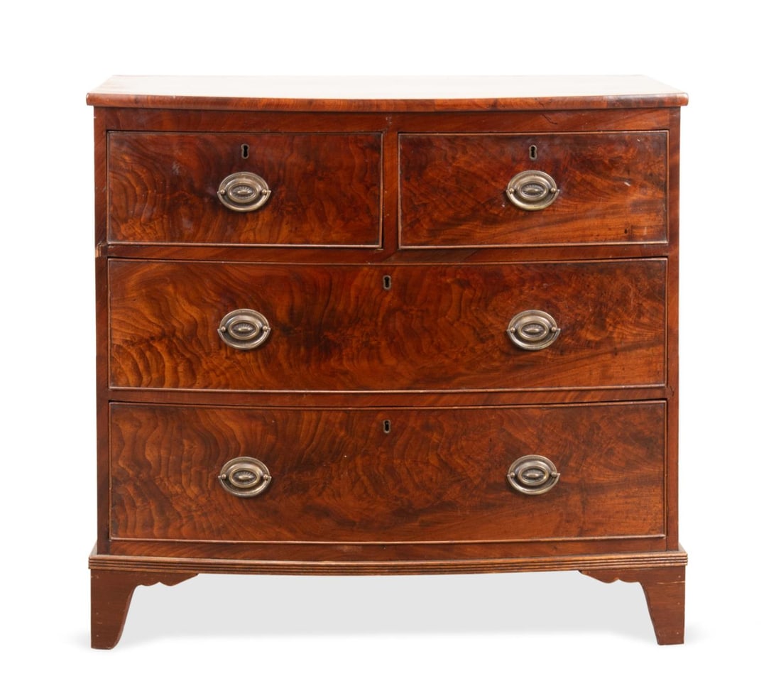 19TH C. ENGLISH GEORGE III STYLE BOWFRONT CHEST (1 of 5)