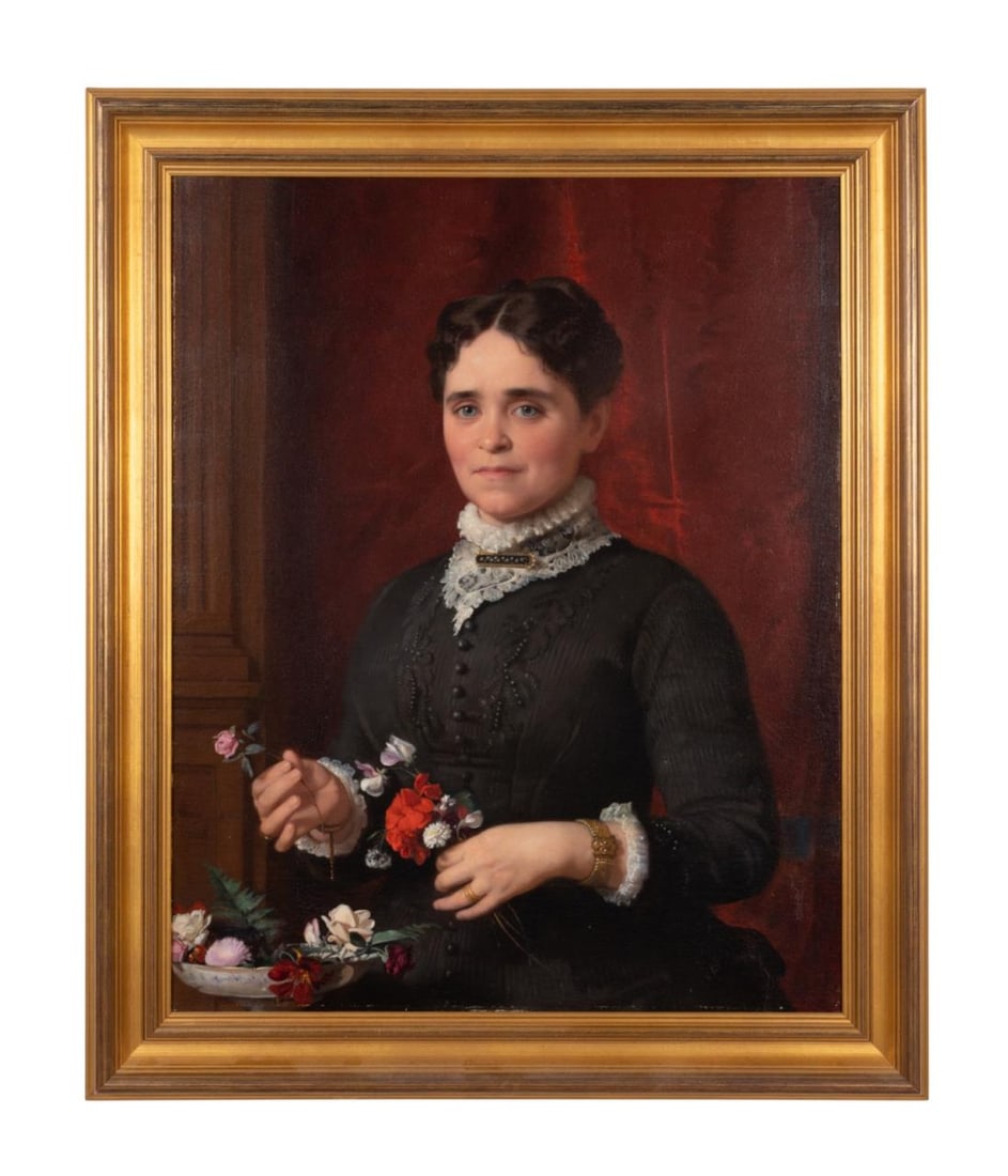 SEYMOUR J. GUY 'LADY W/ FLOWERS' O/C, 1885 (1 of 6)