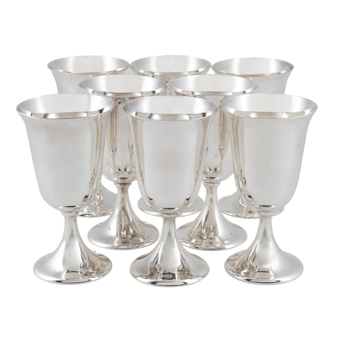 EIGHT AMERICAN SILVERPLATE WATER GOBLETS (1 of 4)