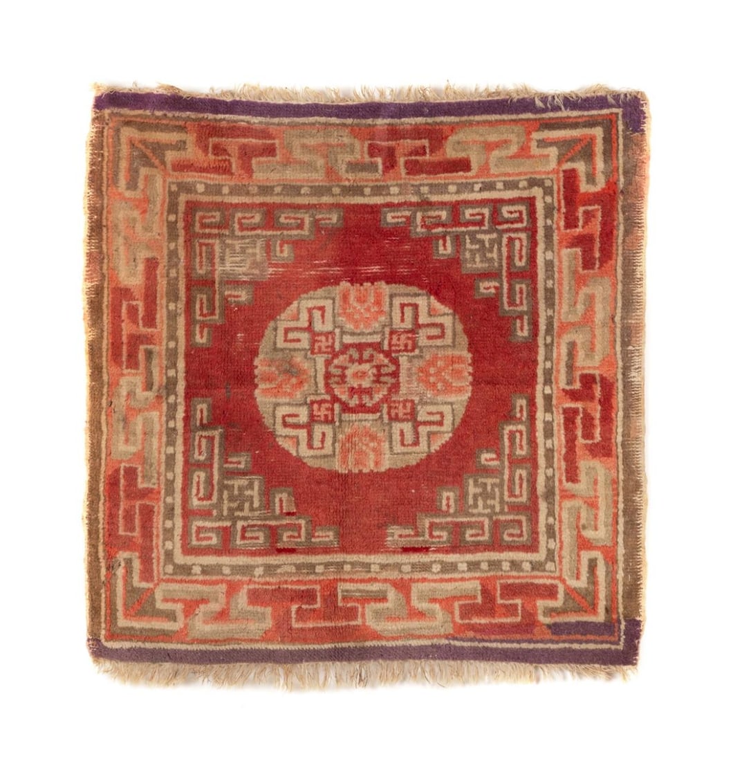 HAND KNOTTED WOOL KHOTAN SITTING RUG, CA 1900 (1 of 8)